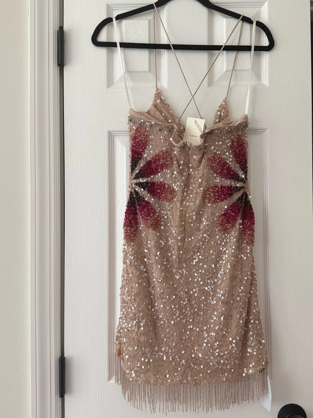 Tularosa Bellini Sequin Embellished Mini Dress Pink Cherry Blossom NEW with tags